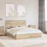 vidaXL Úložná posteľ Sonoma dub 160 x 200 cm Kompozitné drevo