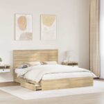 vidaXL Úložná posteľ Sonoma dub 160 x 200 cm Kompozitné drevo – Obrázok 3