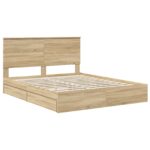 vidaXL Úložná posteľ Sonoma dub 160 x 200 cm Kompozitné drevo – Obrázok 4