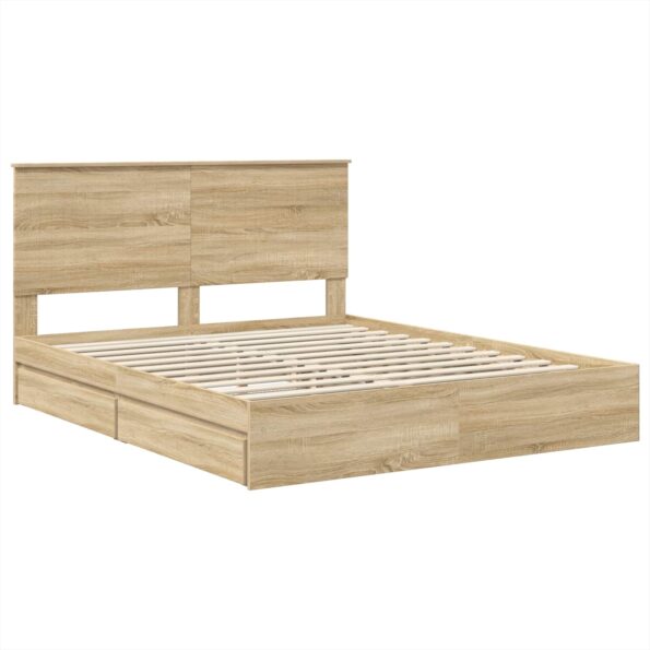 vidaXL Úložná posteľ Sonoma dub 160 x 200 cm Kompozitné drevo – Obrázok 4
