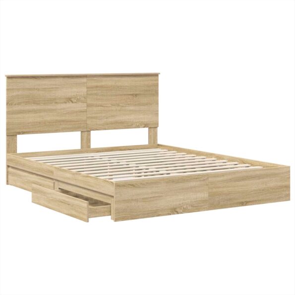 vidaXL Úložná posteľ Sonoma dub 160 x 200 cm Kompozitné drevo – Obrázok 5