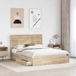 vidaXL Úložná posteľ Sonoma dub 150 x 200 cm Kompozitné drevo – Obrázok 3