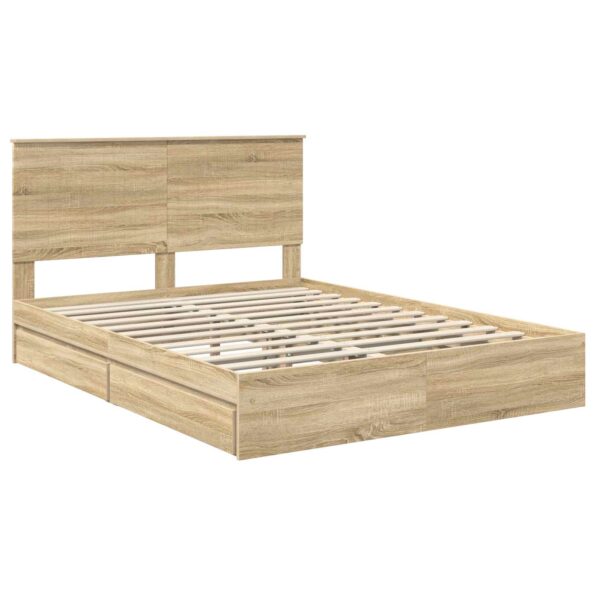 vidaXL Úložná posteľ Sonoma dub 150 x 200 cm Kompozitné drevo – Obrázok 4
