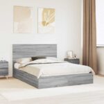 vidaXL Úložná posteľ Sivý Sonoma 150 x 200 cm Kompozitné drevo
