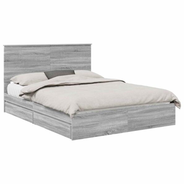 vidaXL Úložná posteľ Sivý Sonoma 150 x 200 cm Kompozitné drevo – Obrázok 2