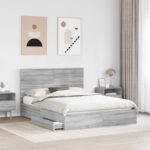 vidaXL Úložná posteľ Sivý Sonoma 150 x 200 cm Kompozitné drevo – Obrázok 3