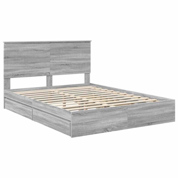 vidaXL Úložná posteľ Sivý Sonoma 150 x 200 cm Kompozitné drevo – Obrázok 4