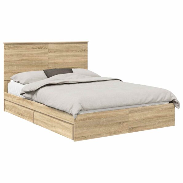 vidaXL Úložná posteľ Sonoma dub 140 x 190 cm Kompozitné drevo – Obrázok 2
