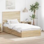 vidaXL Úložná posteľ Sonoma dub 100 x 200 cm Kompozitné drevo