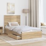 vidaXL Úložná posteľ Sonoma dub 100 x 200 cm Kompozitné drevo – Obrázok 3
