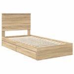 vidaXL Úložná posteľ Sonoma dub 100 x 200 cm Kompozitné drevo – Obrázok 4