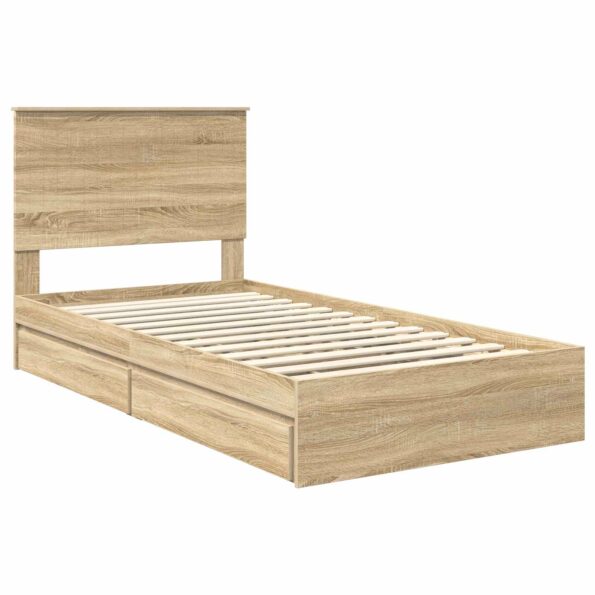 vidaXL Úložná posteľ Sonoma dub 100 x 200 cm Kompozitné drevo – Obrázok 4