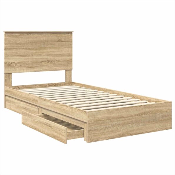 vidaXL Úložná posteľ Sonoma dub 100 x 200 cm Kompozitné drevo – Obrázok 5