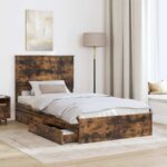 vidaXL Úložná posteľ Dymová dub 100 x 200 cm Kompozitné drevo – Obrázok 3