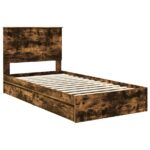 vidaXL Úložná posteľ Dymová dub 100 x 200 cm Kompozitné drevo – Obrázok 4