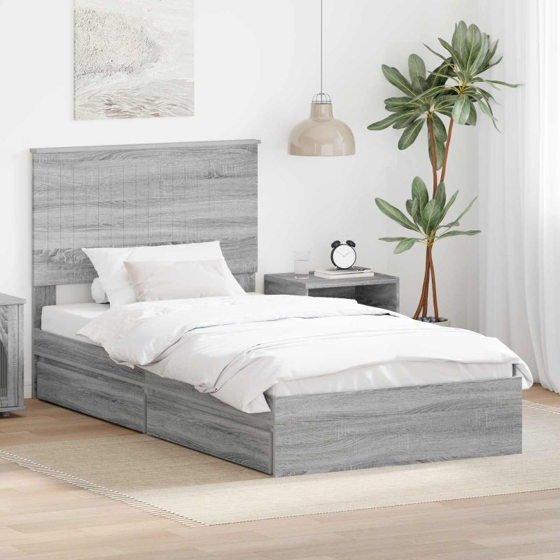 3411241_1.jpg vidaXL Úložná posteľ Sivý Sonoma 100 x 200 cm Kompozitné drevo – Obrázok 1