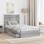 vidaXL Úložná posteľ Sivý Sonoma 100 x 200 cm Kompozitné drevo – Obrázok 3