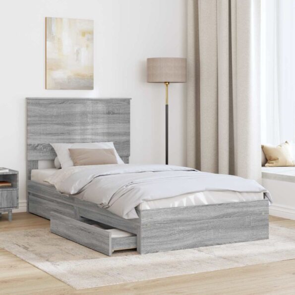 vidaXL Úložná posteľ Sivý Sonoma 100 x 200 cm Kompozitné drevo – Obrázok 3