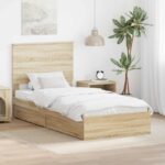 vidaXL Úložná posteľ Sonoma dub 90 x 200 cm Kompozitné drevo