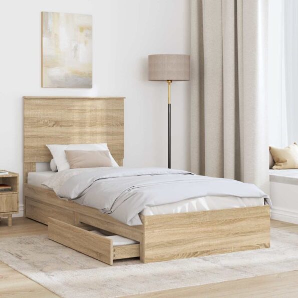 vidaXL Úložná posteľ Sonoma dub 90 x 200 cm Kompozitné drevo – Obrázok 3