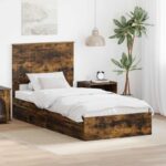 vidaXL Úložná posteľ Dymová dub 90 x 200 cm Kompozitné drevo