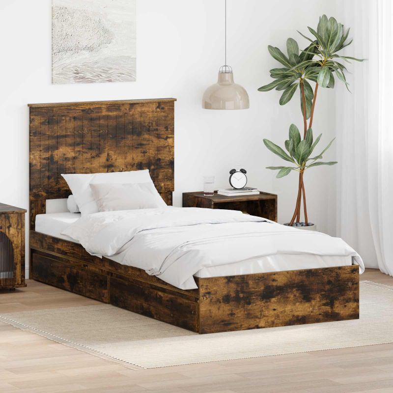 3411247_1.jpg vidaXL Úložná posteľ Dymová dub 90 x 200 cm Kompozitné drevo – Obrázok 1