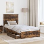 vidaXL Úložná posteľ Dymová dub 90 x 200 cm Kompozitné drevo – Obrázok 3