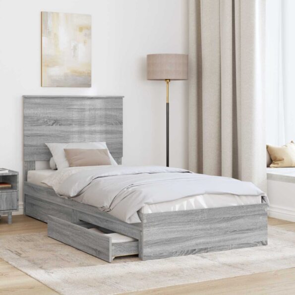 vidaXL Úložná posteľ Sivý Sonoma 90 x 200 cm Kompozitné drevo – Obrázok 3