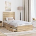 vidaXL Úložná posteľ Sonoma dub 90 x 190 cm Kompozitné drevo – Obrázok 3