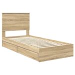 vidaXL Úložná posteľ Sonoma dub 90 x 190 cm Kompozitné drevo – Obrázok 4