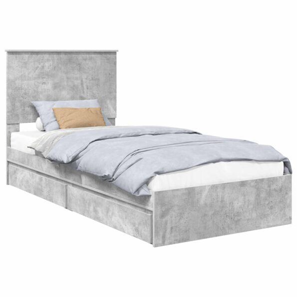 vidaXL Úložná posteľ Betónová šedá 90 x 190 cm Kompozitné drevo – Obrázok 2