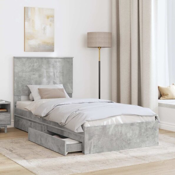 vidaXL Úložná posteľ Betónová šedá 90 x 190 cm Kompozitné drevo – Obrázok 3