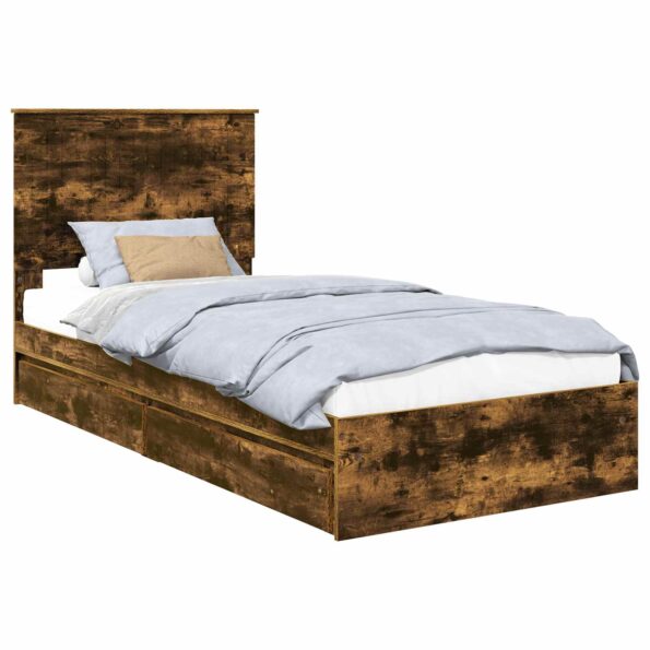 vidaXL Úložná posteľ Dymová dub 90 x 190 cm Kompozitné drevo – Obrázok 2