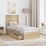 vidaXL Úložná posteľ Sonoma dub 75 x 190 cm Kompozitné drevo – Obrázok 3