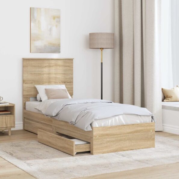 vidaXL Úložná posteľ Sonoma dub 75 x 190 cm Kompozitné drevo – Obrázok 3