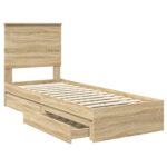 vidaXL Úložná posteľ Sonoma dub 75 x 190 cm Kompozitné drevo – Obrázok 5