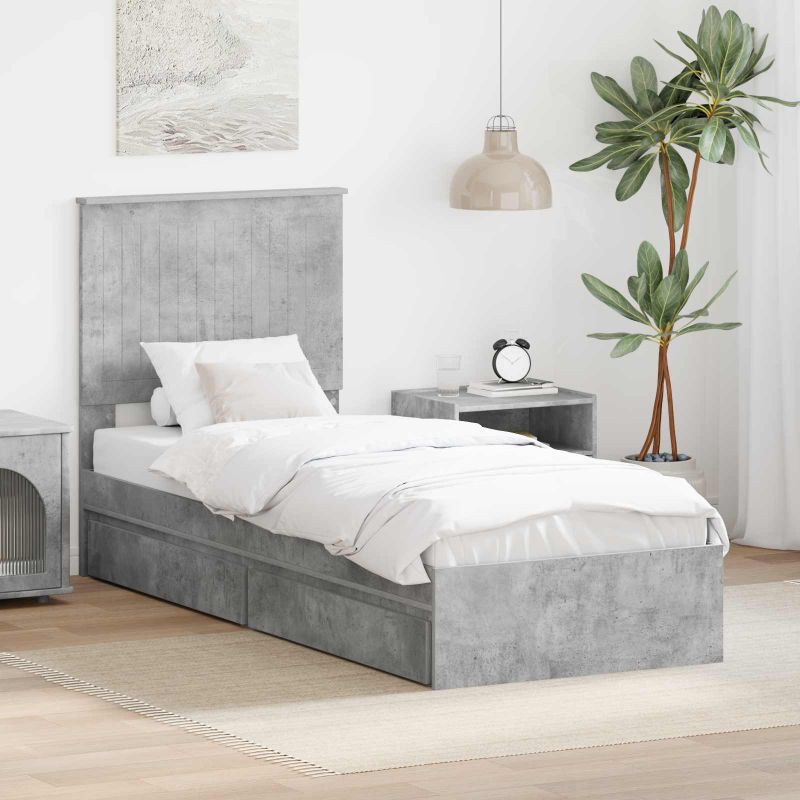 3411260_1.jpg vidaXL Úložná posteľ Betónová šedá 75 x 190 cm Kompozitné drevo – Obrázok 1