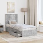 vidaXL Úložná posteľ Betónová šedá 75 x 190 cm Kompozitné drevo – Obrázok 3