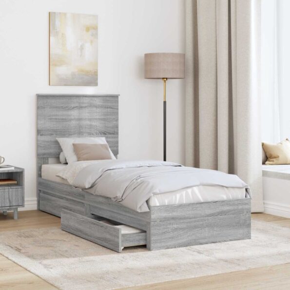vidaXL Úložná posteľ Sivý Sonoma 75 x 190 cm Kompozitné drevo – Obrázok 3