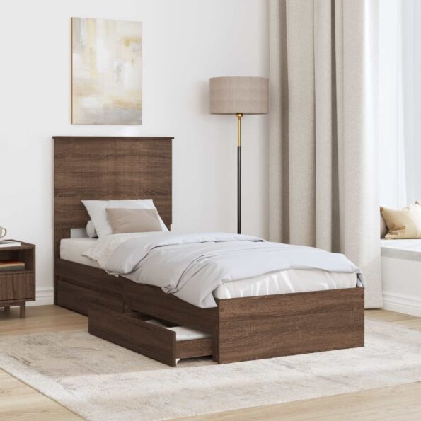 vidaXL Úložná posteľ Hnedý dub 75 x 190 cm Kompozitné drevo – Obrázok 3