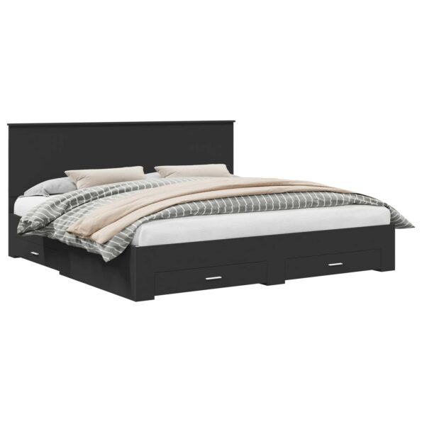 vidaXL Rám postele Čierna a strieborná 200 x 200 cm Kompozitné drevo – Obrázok 2