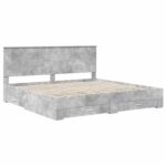 vidaXL Rám postele Betónová šedá 200 x 200 cm Kompozitné drevo – Obrázok 4