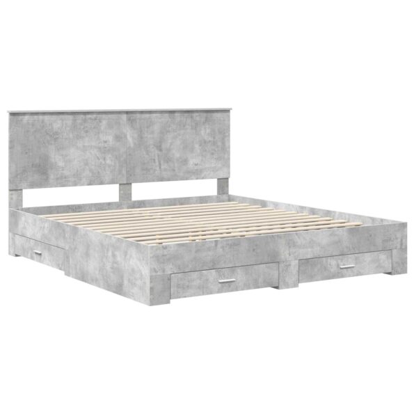 vidaXL Rám postele Betónová šedá 180 x 200 cm Kompozitné drevo – Obrázok 4