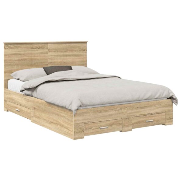 vidaXL Rám postele Sonoma dub 140 x 190 cm Kompozitné drevo – Obrázok 2