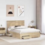 vidaXL Rám postele Sonoma dub 140 x 190 cm Kompozitné drevo – Obrázok 3
