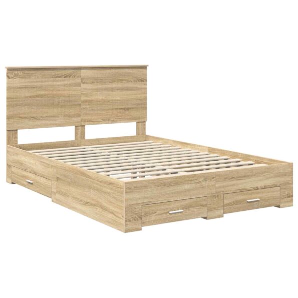 vidaXL Rám postele Sonoma dub 140 x 190 cm Kompozitné drevo – Obrázok 4