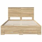 vidaXL Rám postele Sonoma dub 140 x 190 cm Kompozitné drevo – Obrázok 8