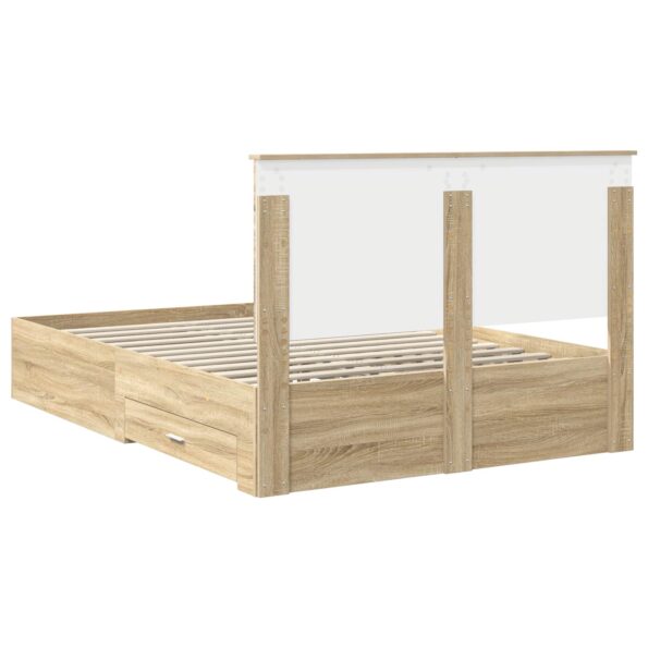 vidaXL Rám postele Sonoma dub 135 x 190 cm Kompozitné drevo – Obrázok 10