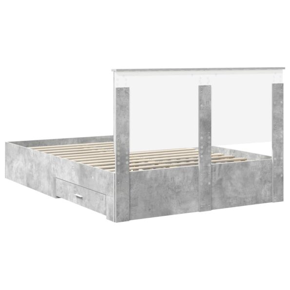 vidaXL Rám postele Betónová šedá 135 x 190 cm Kompozitné drevo – Obrázok 10