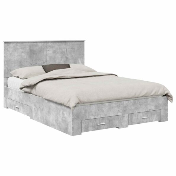 vidaXL Rám postele Betónová šedá 135 x 190 cm Kompozitné drevo – Obrázok 2